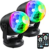 [2-Pack] Portable Sound Activated Party Lights for Outdoor Indoor, Battery Powered/USB Plug in, Dj Lighting, Disco Ball Light, Strobe Lamp Stage Par Light for Car Room Party Decorations Dance Parties