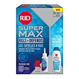 RID Super Max Lice Treatment Kit, Kills Lice & Super Lice & Eggs + 24/7 Lice Defense, Pesticide Free,3.4 FL OZ Solution + 6.8 FL OZ Daily Defense Shampoo & Conditioner + Nit Removal Comb