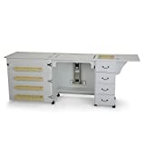 Arrow SEWING FURNITURE Arrow 351 Norma Jean Sewing Cabinet for Sturdy Sewing, Cutting, Quilting, and Crafting with Storage and Airlift, White Finish