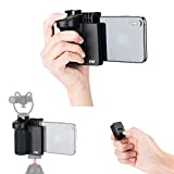 JJC 3 in 1 Phone Tripod Mount with Cold Shoe and DSLR-Like Hand Grip with Detachable Bluetooth Shutter Remote Control for iPhone Android Phone to Take Selfies, Group Photo and Stable One-Handed Video