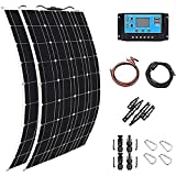 Solar Panel 600W 2X 300W PET Flexible Solar Panel Portable Mono Solar Battery Charger with Controller for Car Yacht Battery Boat,with 40A Controller …